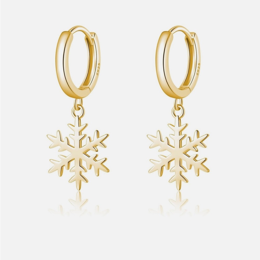 Gold Snowflake Hoop Earrings